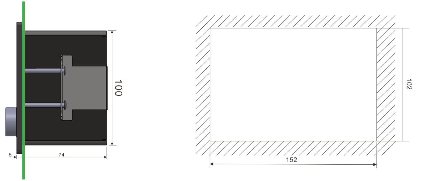 AT-X8 panel installation and cutout dimensions