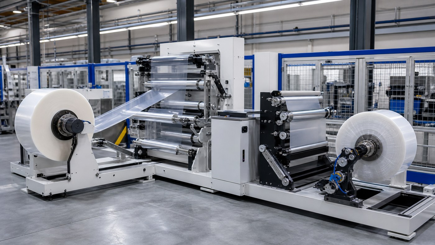Unwind and rewind tension control on a roll-to-roll line