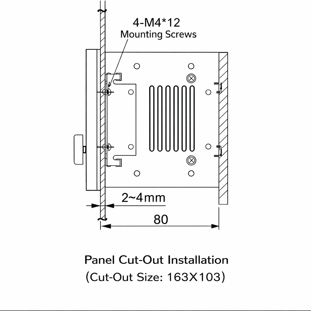 KTC002B Panel Cut-Out Installation Drawing