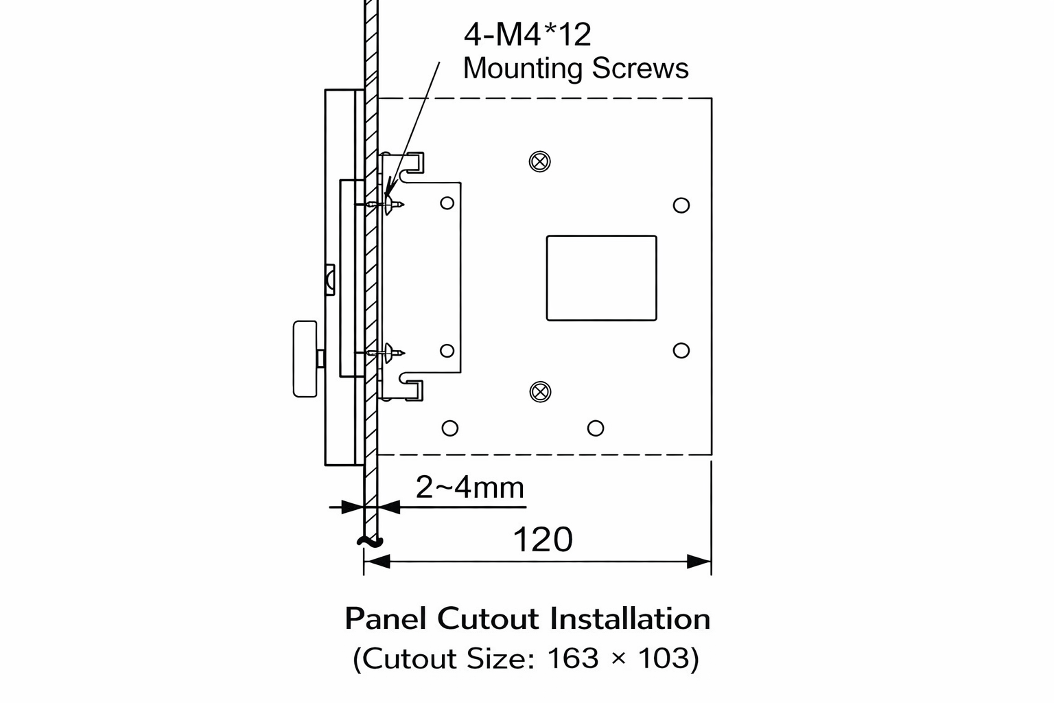 KTC800A Panel Cutout Installation Drawing