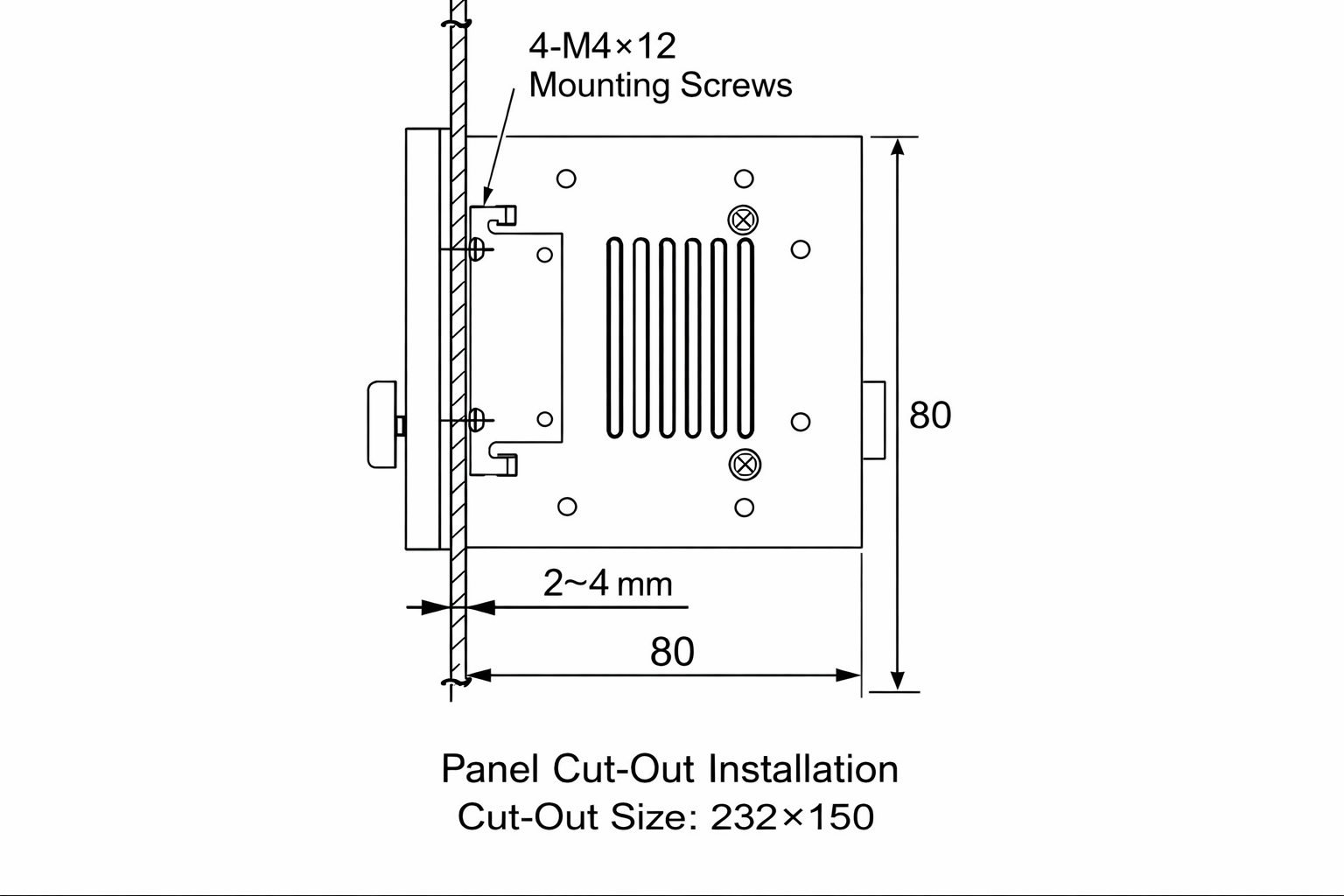KTC81 Panel Cut-Out Installation Drawing