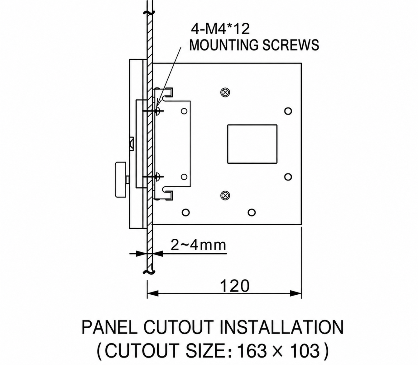 KTC812 panel cutout installation drawing