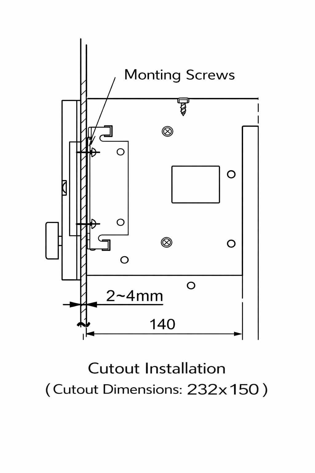 KTC838A Vertical Installation Drawing
