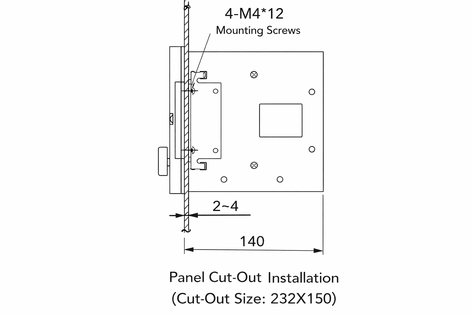 TCEPC + TCEPC-4A Panel Cut-Out Installation Drawing