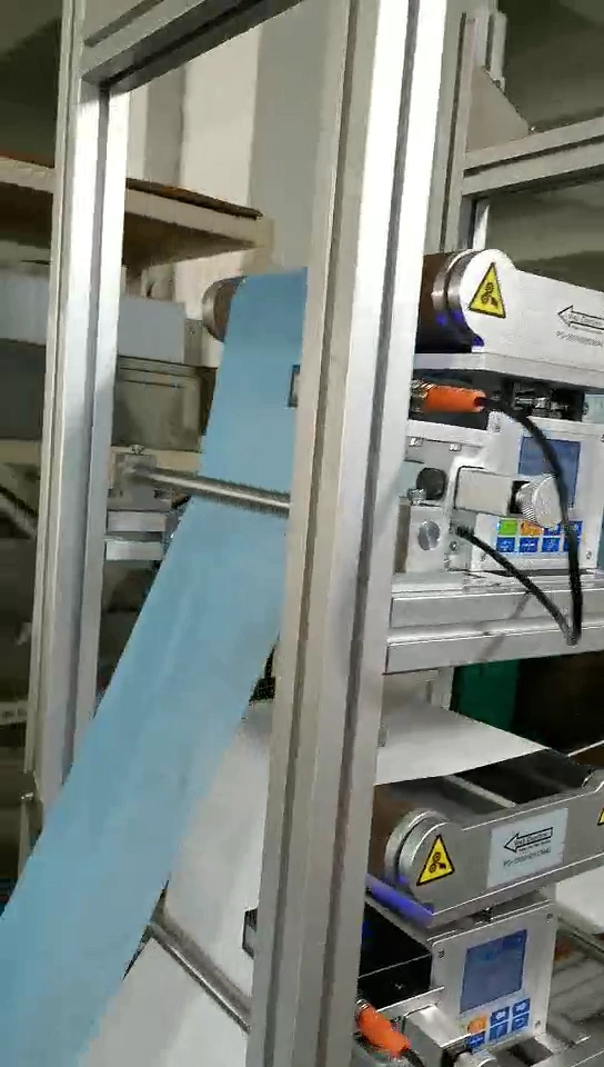 Blue and white webs routed beside the supporting frame and local guide units